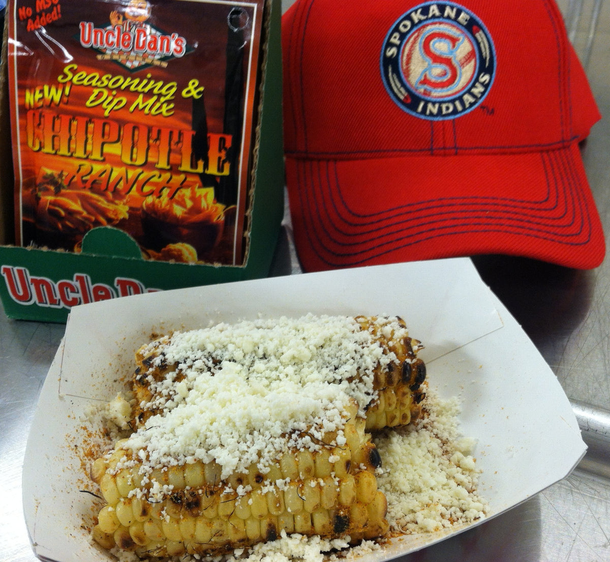BBQ Corn on the Cob with Cotija Cheese and Uncle Dan's Chipotle Ranch