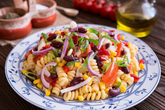 Mexican Pasta Salad with Uncle Dan's Southern Classic Ranch Dressing & Fresh Fruits